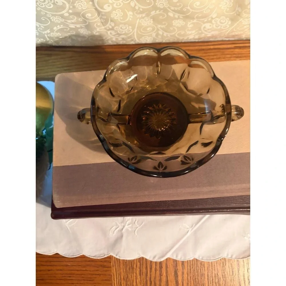Vintage Anchor Hocking Smoked Glass Bon Bon Dish- MCM Decor